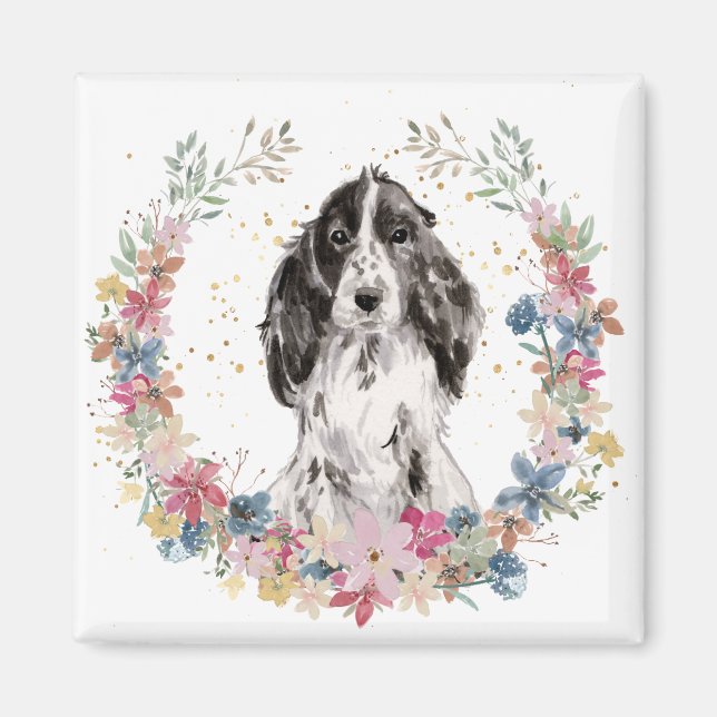 Imán Flores de primavera española de Cocker español (Frente)