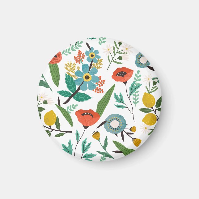 Imán Flores de primavera: patrón floral sin foco (Frente)