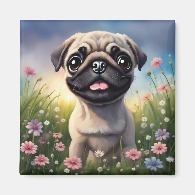 Imán Flores de Pug (Frente)