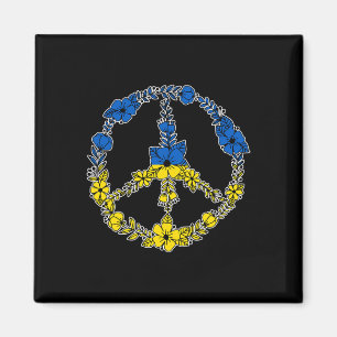 Imán Flores de signo de paz de Ucrania en azul y amaril
