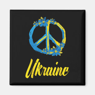 Imán Flores de signo de paz de Ucrania Retro ucraniano 