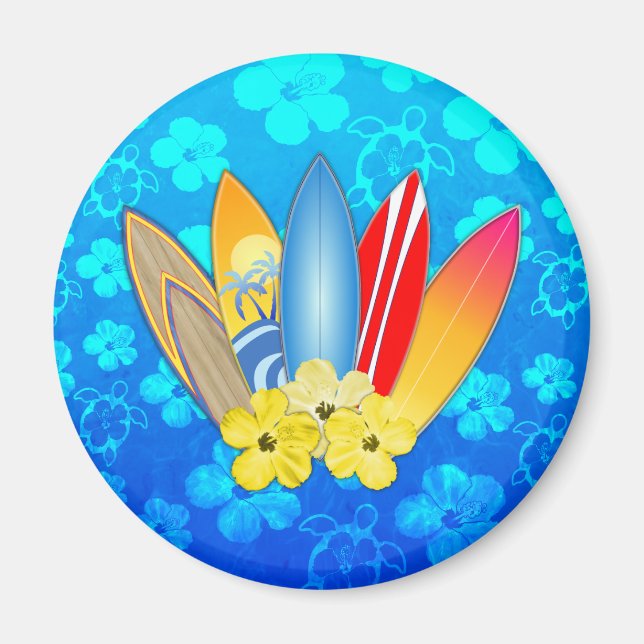 Imán Flores de Surfboard e Hibiscus (Frente)