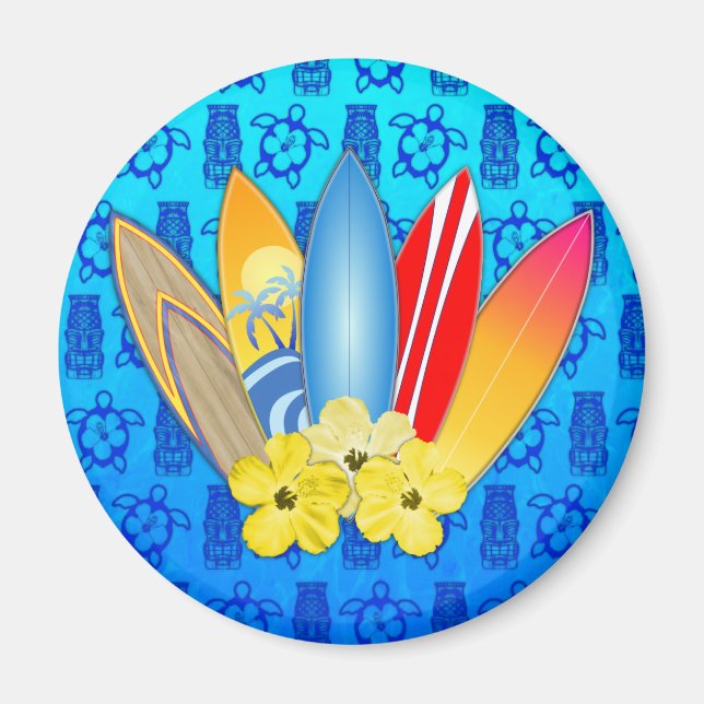 Imán Flores de Surfboard e Hibiscus (Frente)