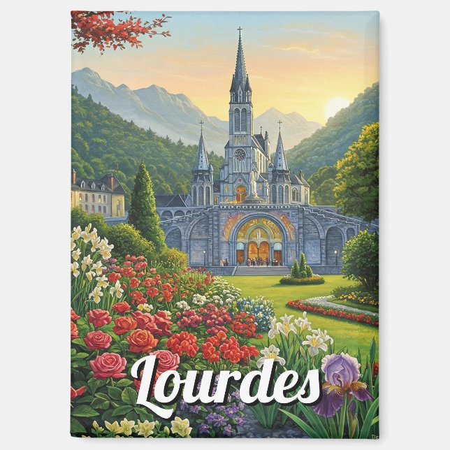 Imán Flores de viajes de Lourdes France (Anverso)