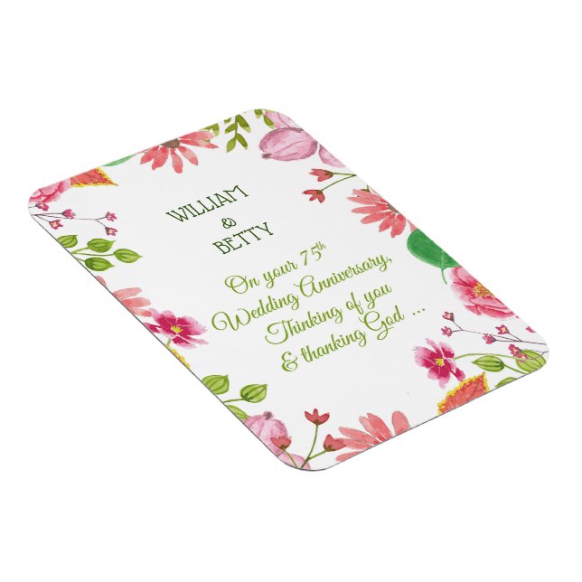 Imán Flores del 75º Aniversario de Boda Religioso (Lado Derecho)