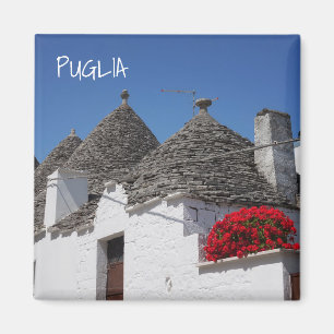 Imán Flores del geranio y casas del trulli en