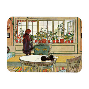 Imán Flores en el Windowsill por Carl Larsson