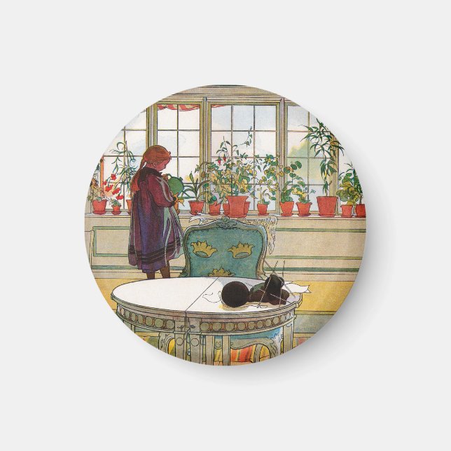 Imán Flores en el Windowsill por Carl Larsson (Frente)