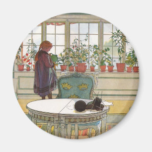 Imán Flores en el Windowsill por Carl Larsson