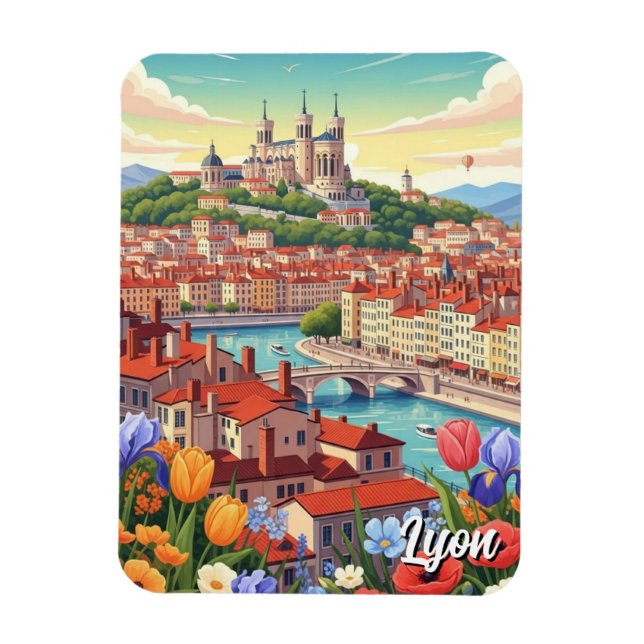 Imán Flores en Lyon Francia Basílica Viajes (Vertical)