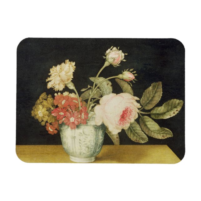 Imán Flores en un Jar Delft (aceite en el panel) (Horizontal)