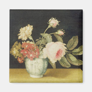 Imán Flores en un tarro de Delft (aceite en el panel)