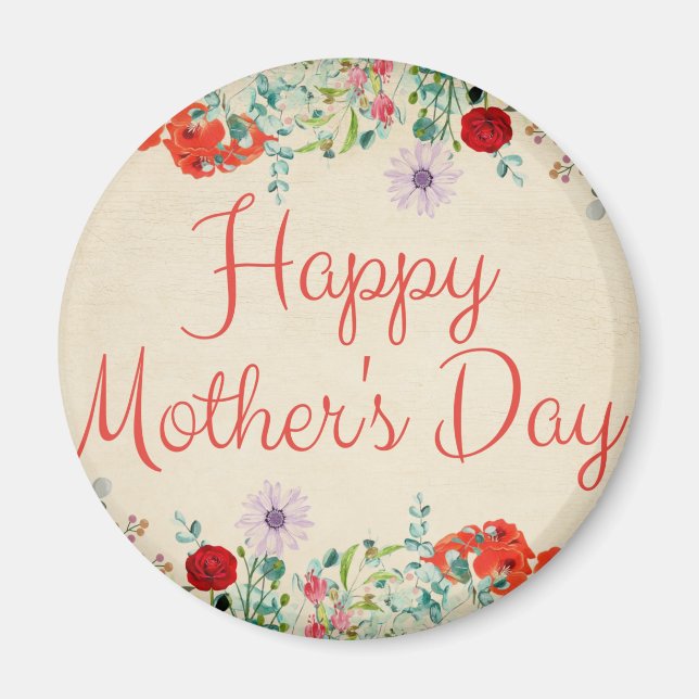 Imán Flores florales de época florecen alegres días de  (Frente)