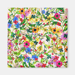 Imán Flores florales de primavera alegres
