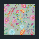 Imán Flores folclóricas acuarelas - Personalizable<br><div class="desc">Flores populares - Watercolor Art. Utilice la ficha personalizar it para agregar texto. _______________________________________________________________________________________________ Si necesita ayuda o elementos coincidentes,  póngase en contacto con LeahG a través de la pestaña de abajo. ____________________________________________________________________________________________ Patrones y/o cliparts por www.lagartixashop.com</div>