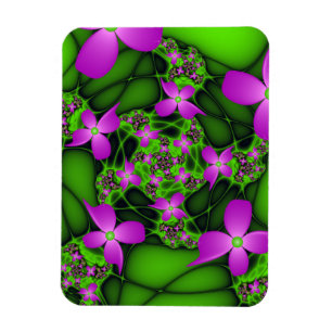 Imán Flores fractales abstractas modernas neón rosa ver