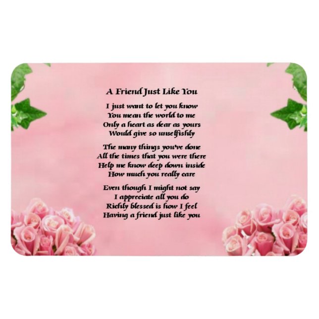 Imán Flores Friend Poem Magnet (Horizontal)