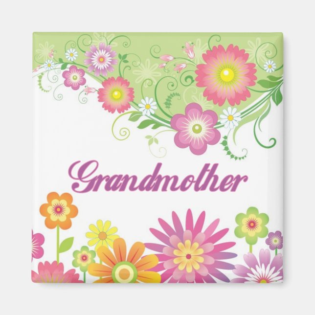 Imán Flores glamorosas Abuela (Frente)