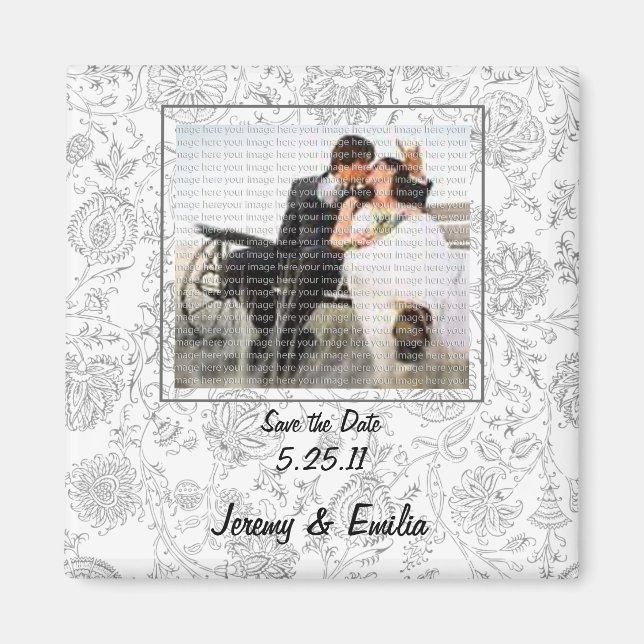 Imán Flores grises Boda Imanes Favor de la Boda (Frente)