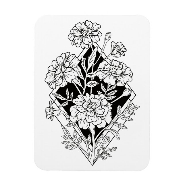 Imán Flores Marigold geométricas (Vertical)