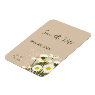 Imán Flores mínimas de margarita blanca en fondo beige