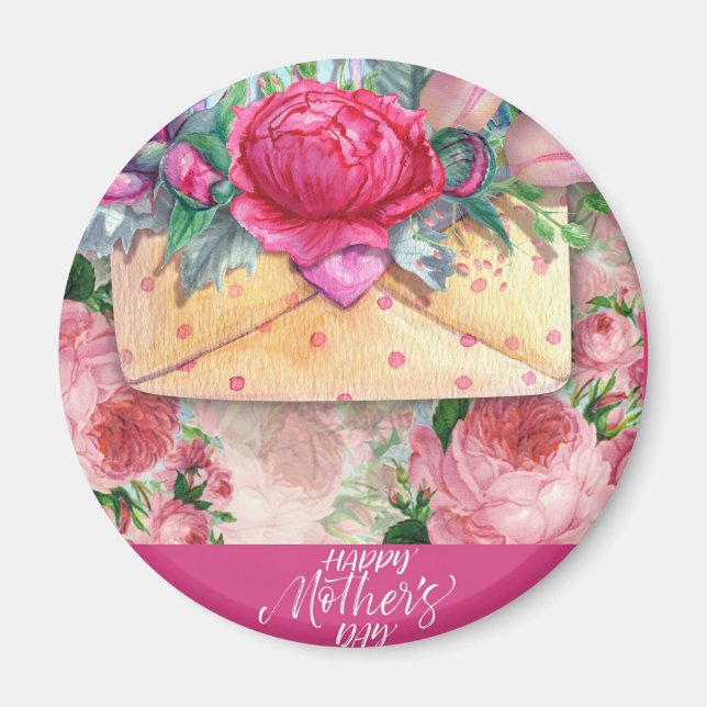 Imán Flores moradas rosadas rosadas felices del Día de  (Frente)