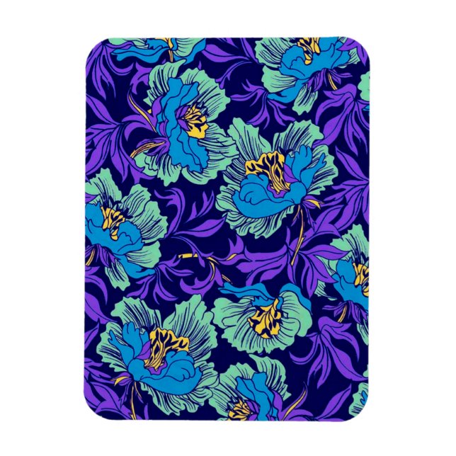Imán Flores moradas y azules William Morris (Vertical)