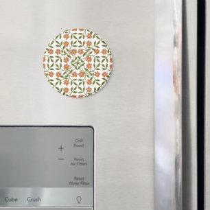 Imán Flores naranjas, patrón floral, follaje, boho