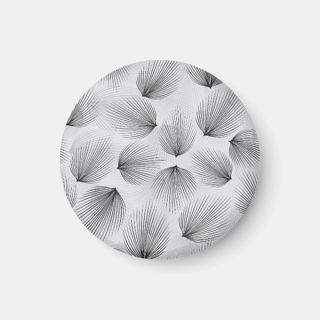 Imán Flores negras abstractas: Elegancia gris. (Frente)