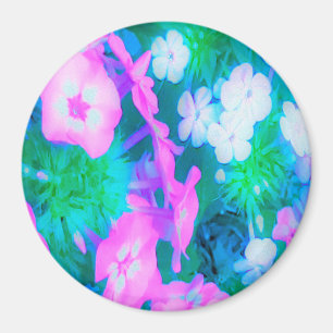 Imán Flores Phlox en los jardines rosa, verde, azul y b