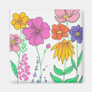 Imán Flores pintadas caprichosas y vibrantes