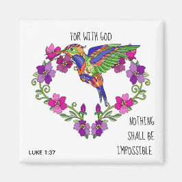 Imán Flores pintadas, con verso de Lucas 1:37