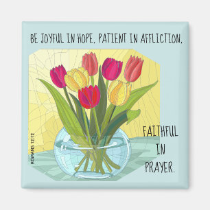Imán Flores pintadas (tulipanes) con verso de romanos 1