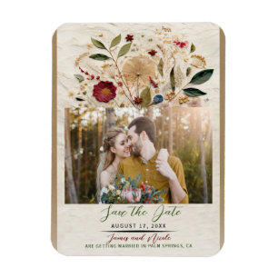 Imán Flores Prensadas de Whimsical Garden Boda Bohemian