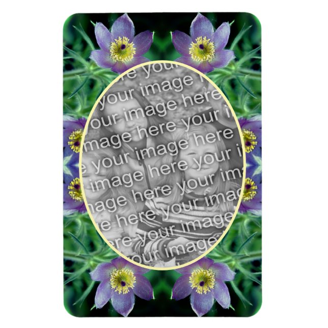 Imán Flores Purple Pasque Crean Tu Propia Foto (Vertical)