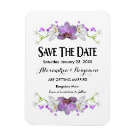 Imán Flores Púrpuras Botánicas Acuarela Guardar La Fech