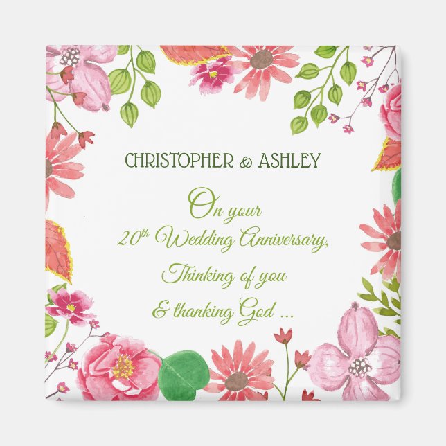 Imán Flores religiosas del 20° aniversario de los Bodas (Frente)