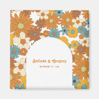 Flores retro coloridas Boda de arco de los años 60