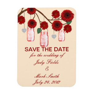 Imán Flores Rojas Mason Jars Salven La Fecha Magnet