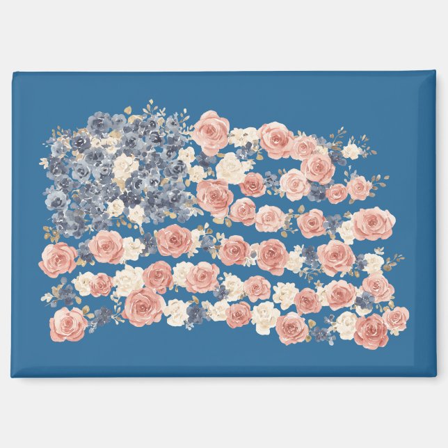 Imán Flores Rojo Blanco Azul (Anverso)