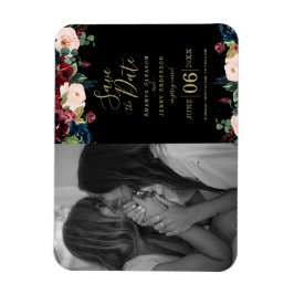 Imán Flores rosa, borgoñona y azul marino M