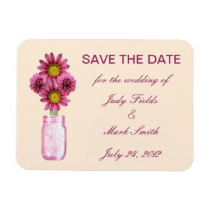 Imán Flores Rosadas Mason Jar Salven La Fecha Magnet
