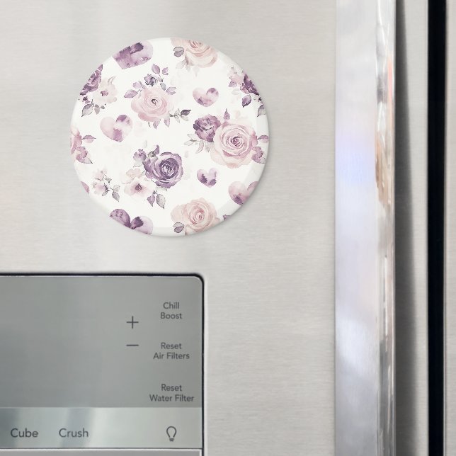 Imán Flores rosadas púrpura y corazones   (In situ (nevera))