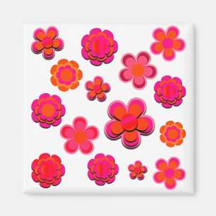 Imán Flores rosadas y Naranjas calientes