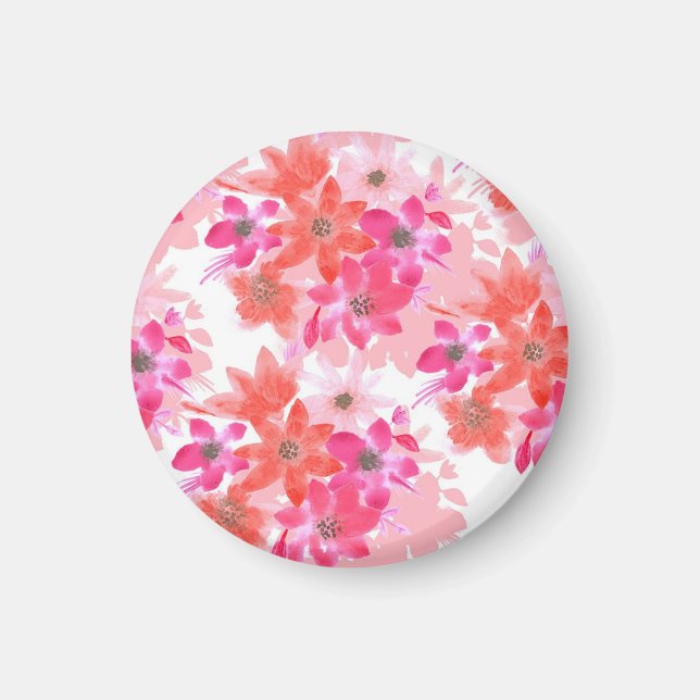 Imán Flores rosas acuarelas modernas (Frente)