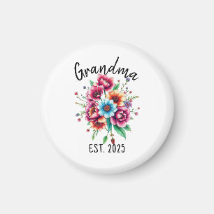 Imán Flores salvajes de color acuarela Abuela