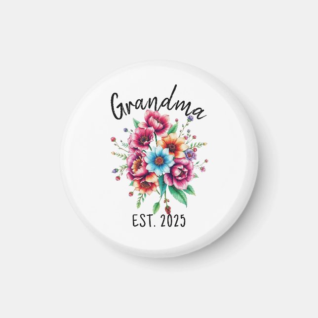 Imán Flores salvajes de color acuarela Abuela (Frente)