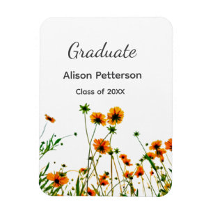 Imán flores silvestres amarillas modernas graduadas rús