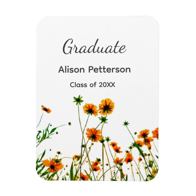 Imán flores silvestres amarillas modernas graduadas rús (Vertical)