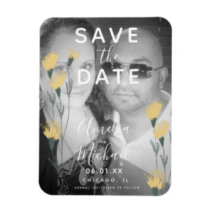 Imán Flores silvestres botánicas dibujadas a mano para 